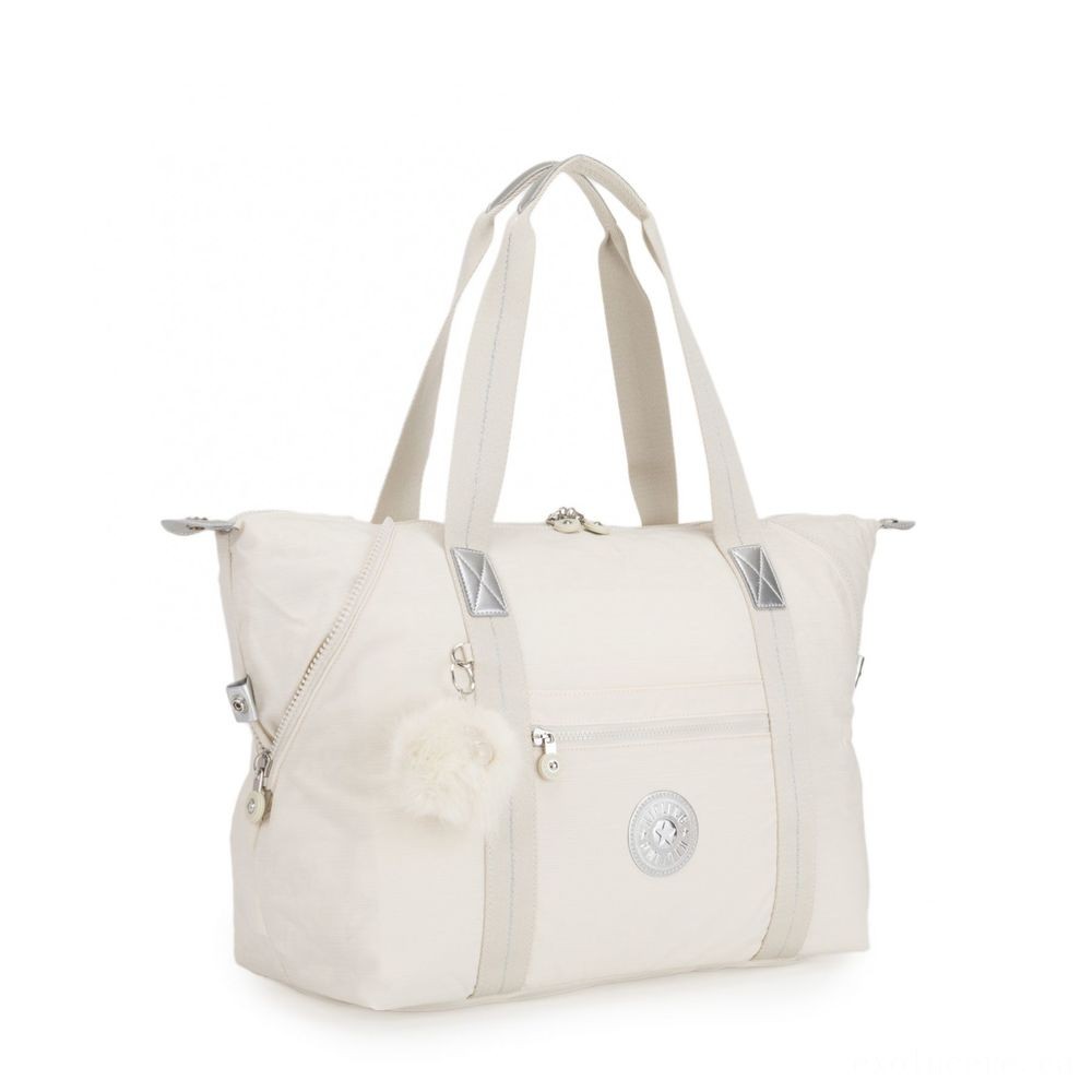Kipling ART M Traveling Tote Along With Trolley Sleeve Dazz White