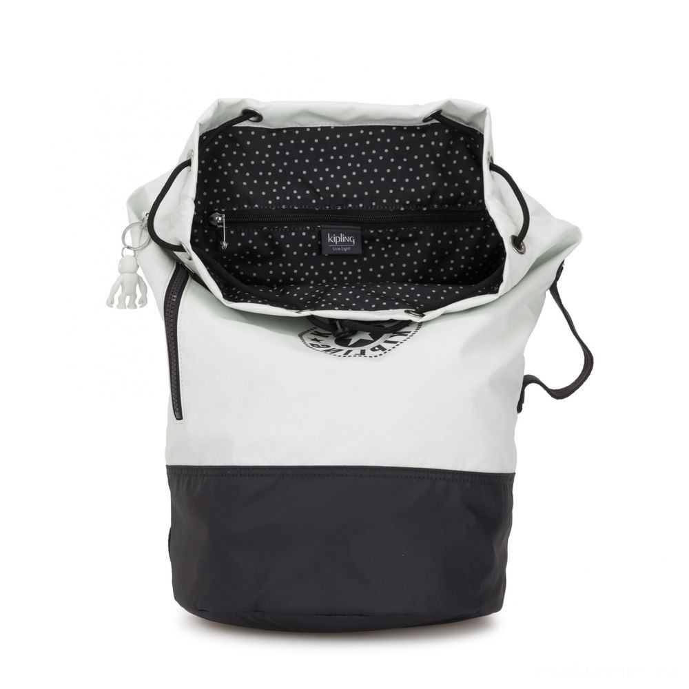 Early Bird Sale - Kipling ETOKO Sizable drawstring bag with backpack bands White Blue Bl. - Mid-Season:£24