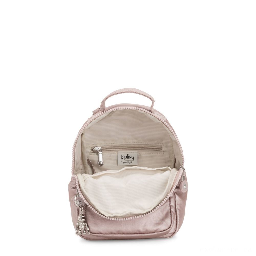 Spring Sale - Kipling ALBER 3-In-1 Convertible Mini Backpack Crossbody Bumbag Metallic Rose. - Back-to-School Bonanza:£29