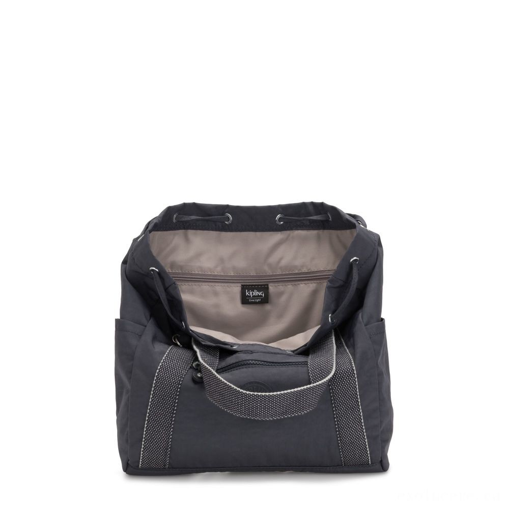 Liquidation Sale - Kipling ART BAG S Little Drawstring Backpack Night Grey. - Clearance Carnival:£31