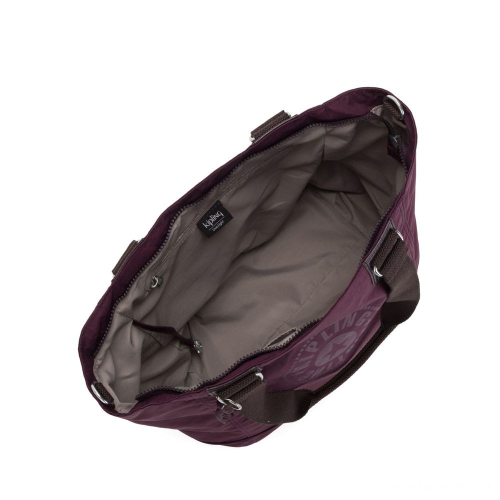 New Year's Sale - Kipling Customer C Huge Shoulder Bag Along With Removable Shoulder Band Dark Plum - Mid-Season Mixer:£31