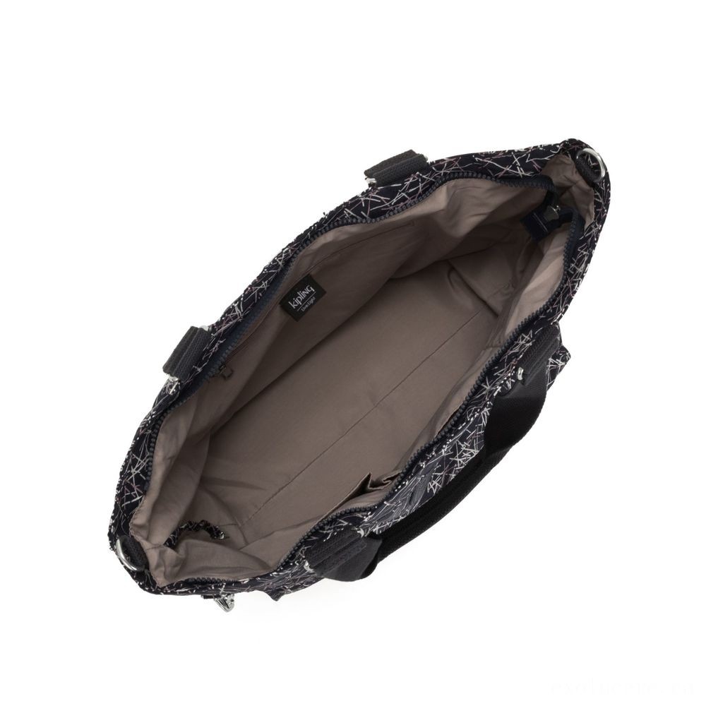 Halloween Sale - Kipling NEW BUYER L Huge Shoulder Bag With Removable Shoulder Strap Navy Stick Print - Bonanza:£38