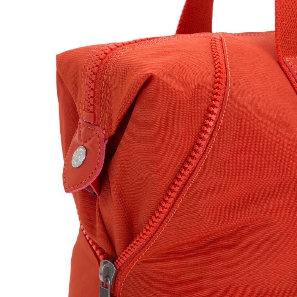Kipling Craft M Art Lug Bag with 2 Front End Wallets Funky Orange Nc.