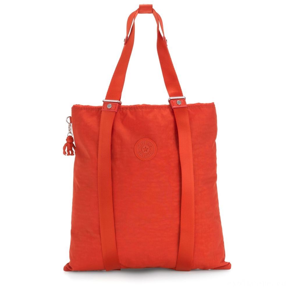 Kipling LOVILIA Medium Backpack Convertible to Purse and Shoulderbag Funky Orange.