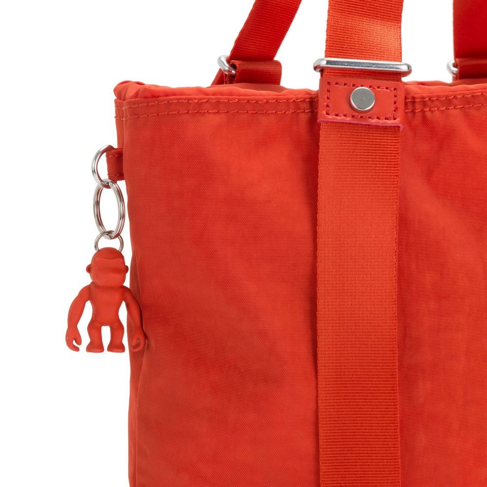 Kipling LOVILIA Medium Backpack Convertible to Ladies Handbag and Shoulderbag Funky Orange.