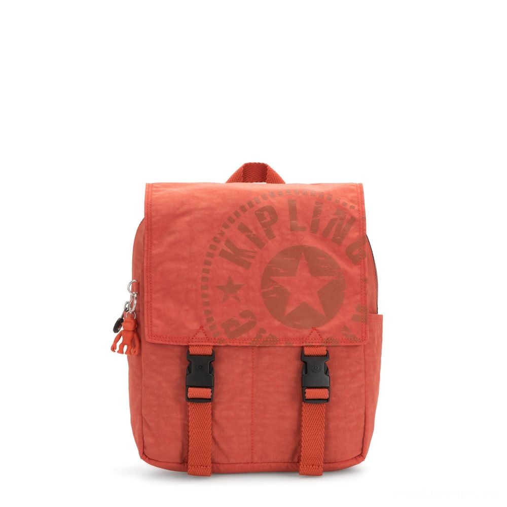 Kipling LEONIE S Small Drawstring Backpack along with Press Fastening Hearty Orange.