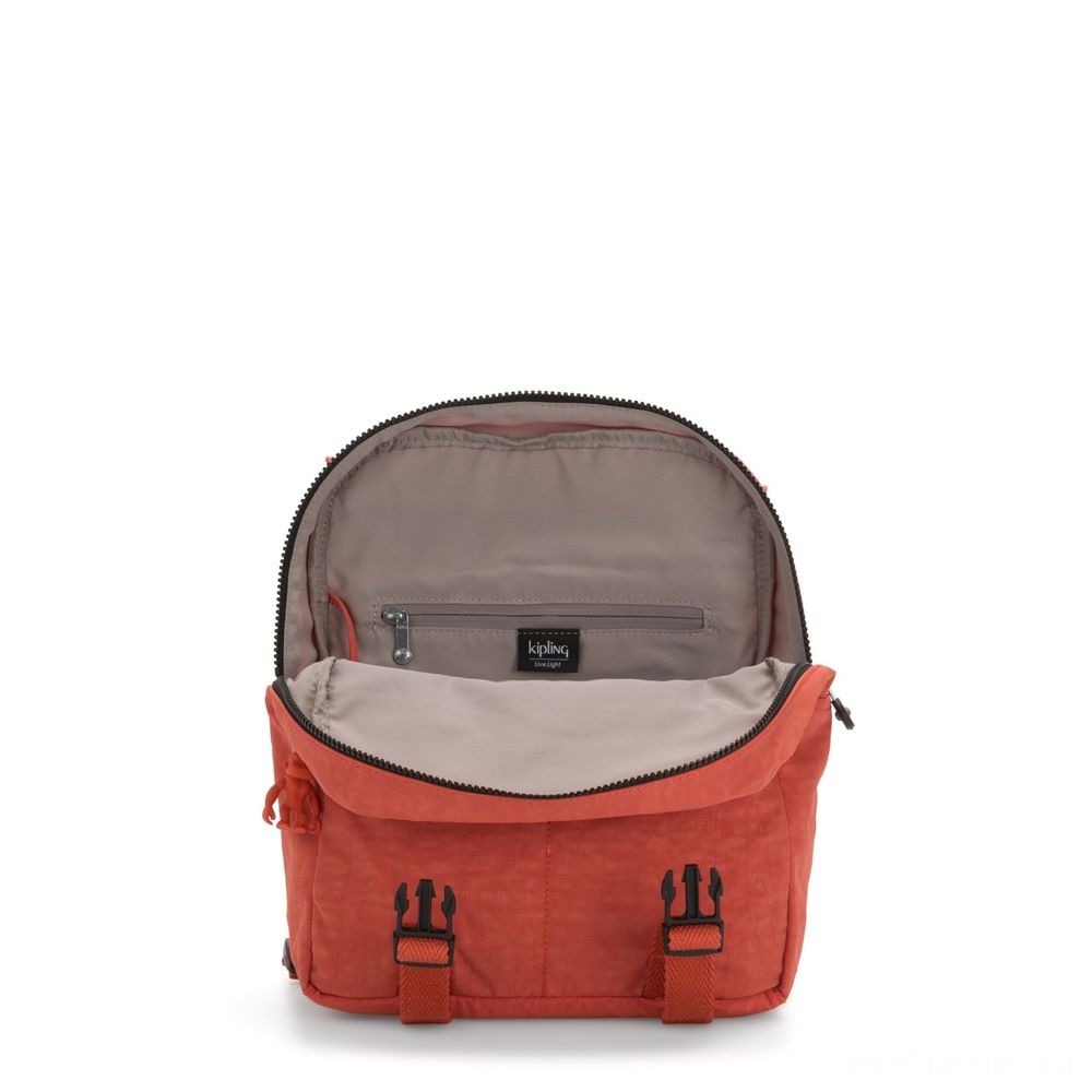 Kipling LEONIE S Small Drawstring Backpack with Push Clasp Hearty Orange.
