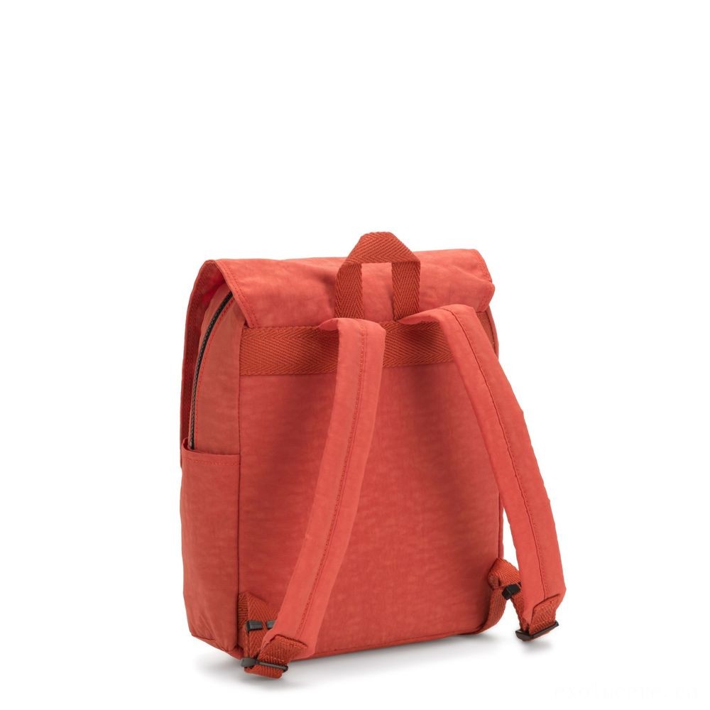 Kipling LEONIE S Little Drawstring Backpack along with Push Buckle Hearty Orange.