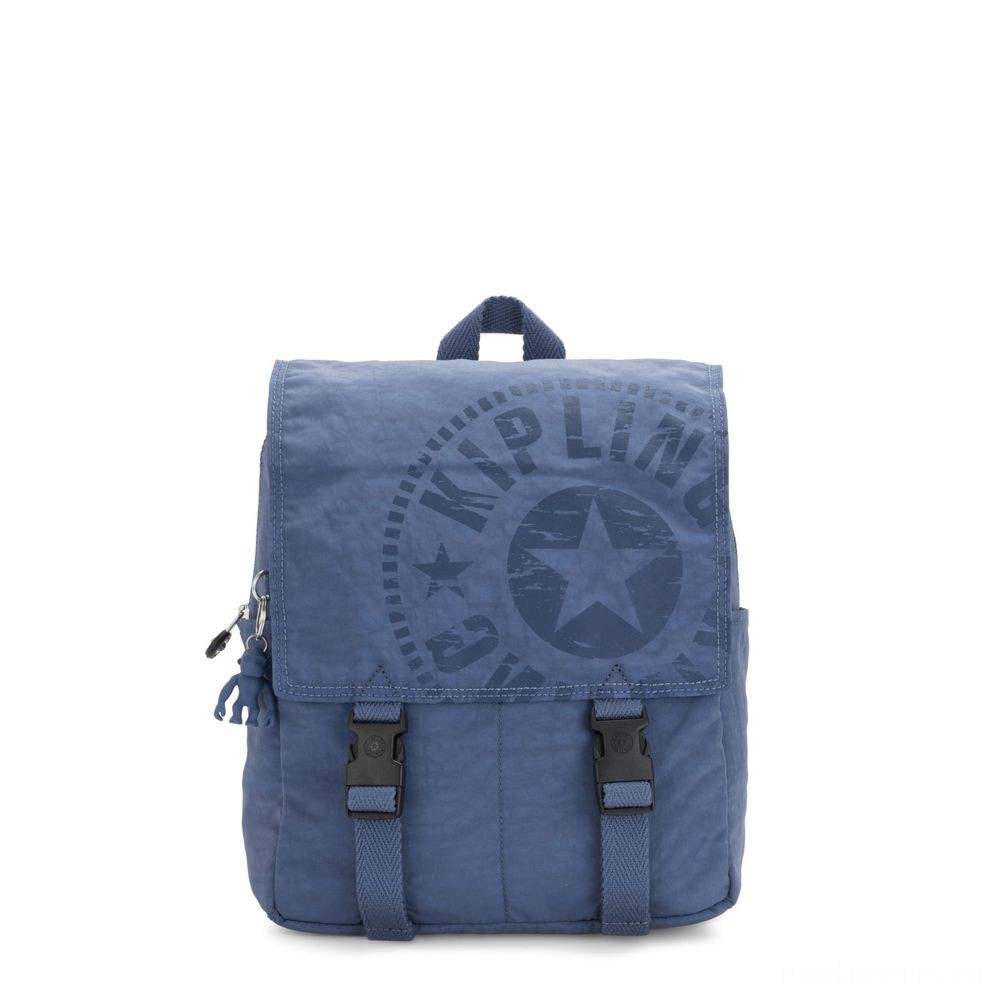 Kipling LEONIE S Small Drawstring Backpack with Press Buckle Soulfull Blue.