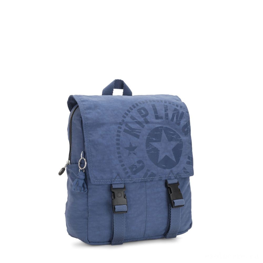 Kipling LEONIE S Tiny Drawstring Backpack with Push Fastening Soulfull Blue.