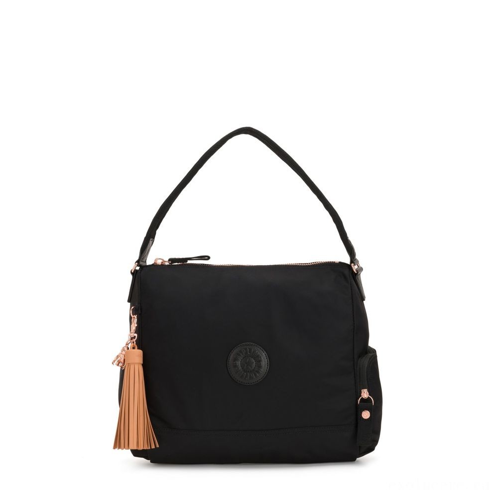 Gift Guide Sale - Kipling ISMAY Channel Shoulder Bag with Edge Pockets Flower Black. - Online Outlet X-travaganza:£65[jcbag6694ba]
