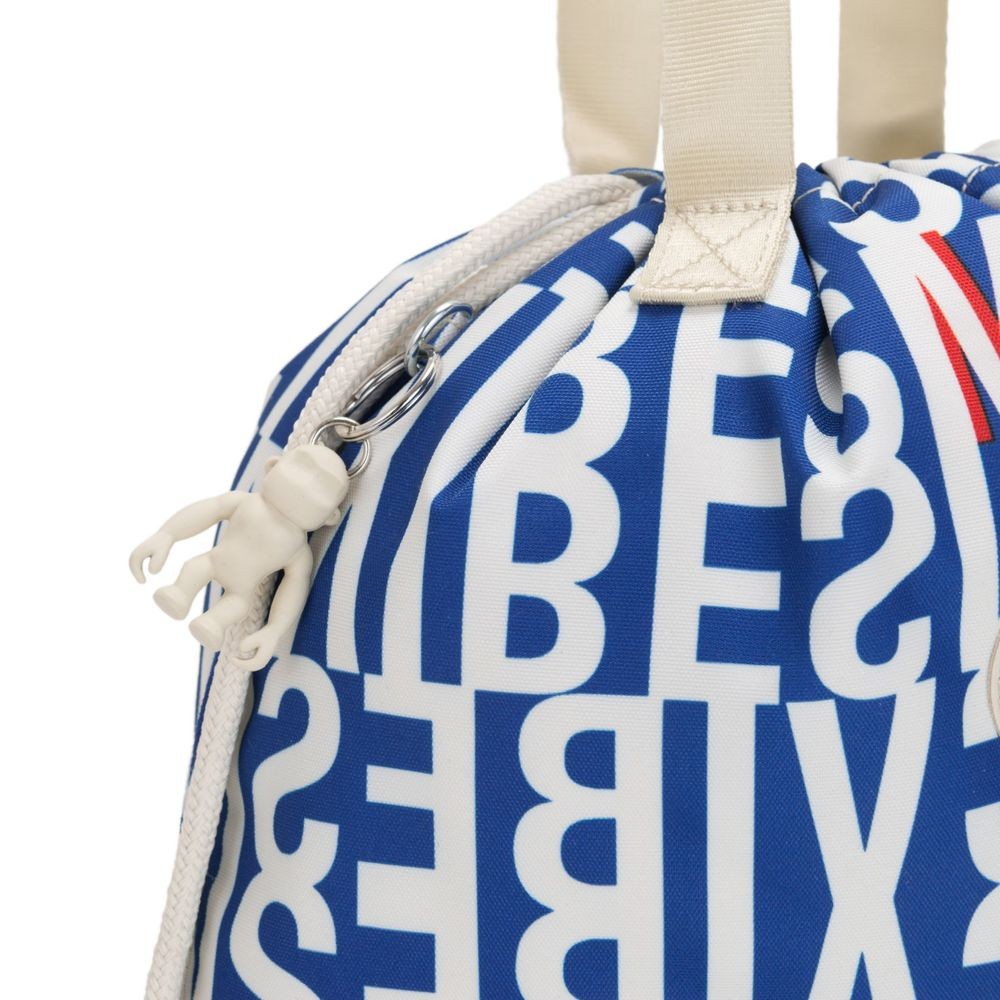 Kipling HIPHURRAY Graphic Medium Shopping Bag Blue Workshop Imprint.