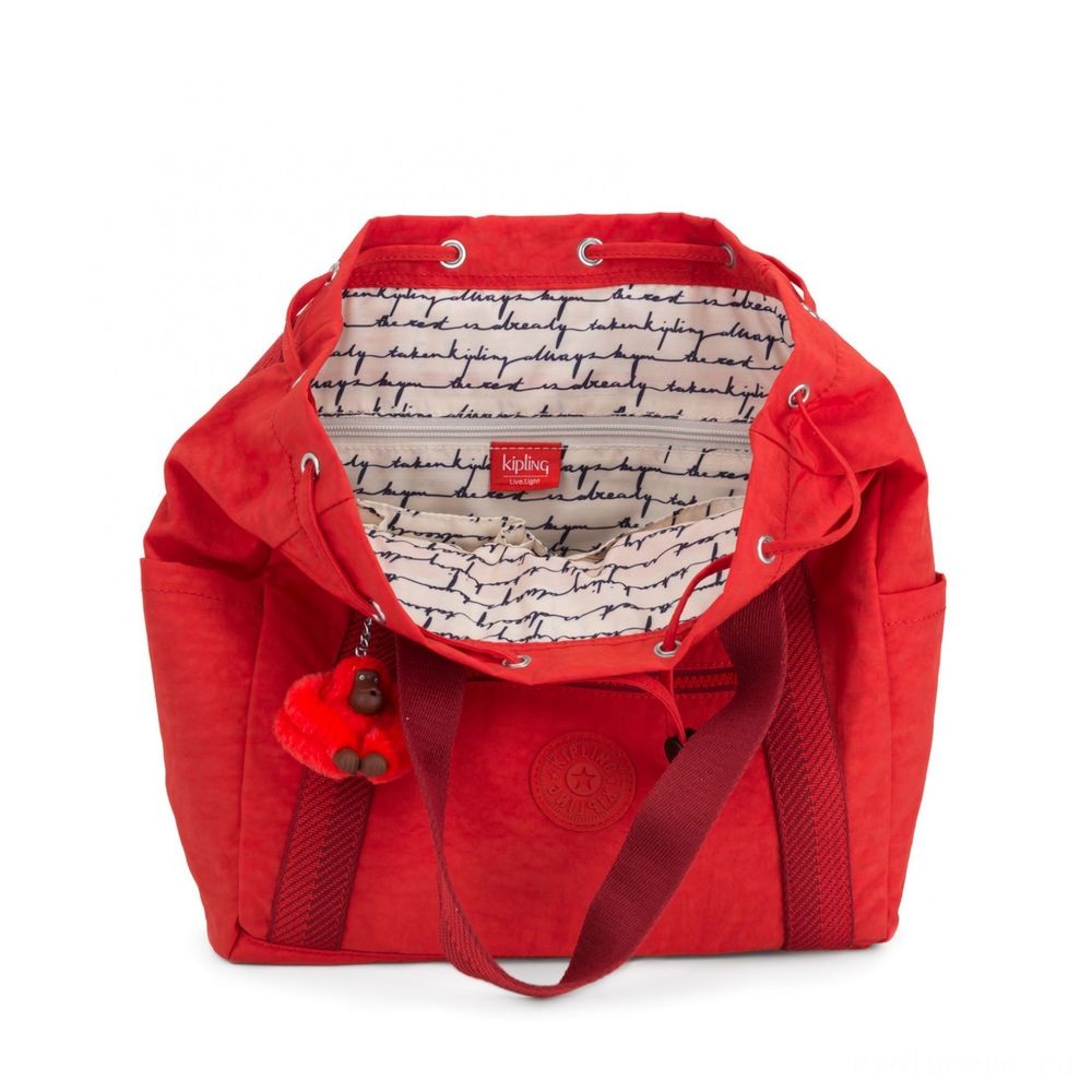 Kipling Craft BACKPACK S Small Drawstring Backpack Active Red.