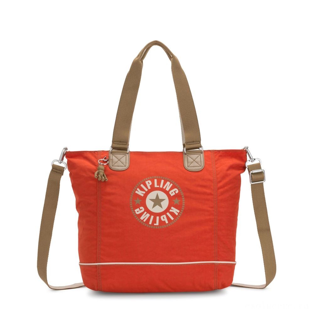 Kipling SHOPPER C Huge Shoulder Bag With Easily Removable Shoulder Strap Funky Orange Block