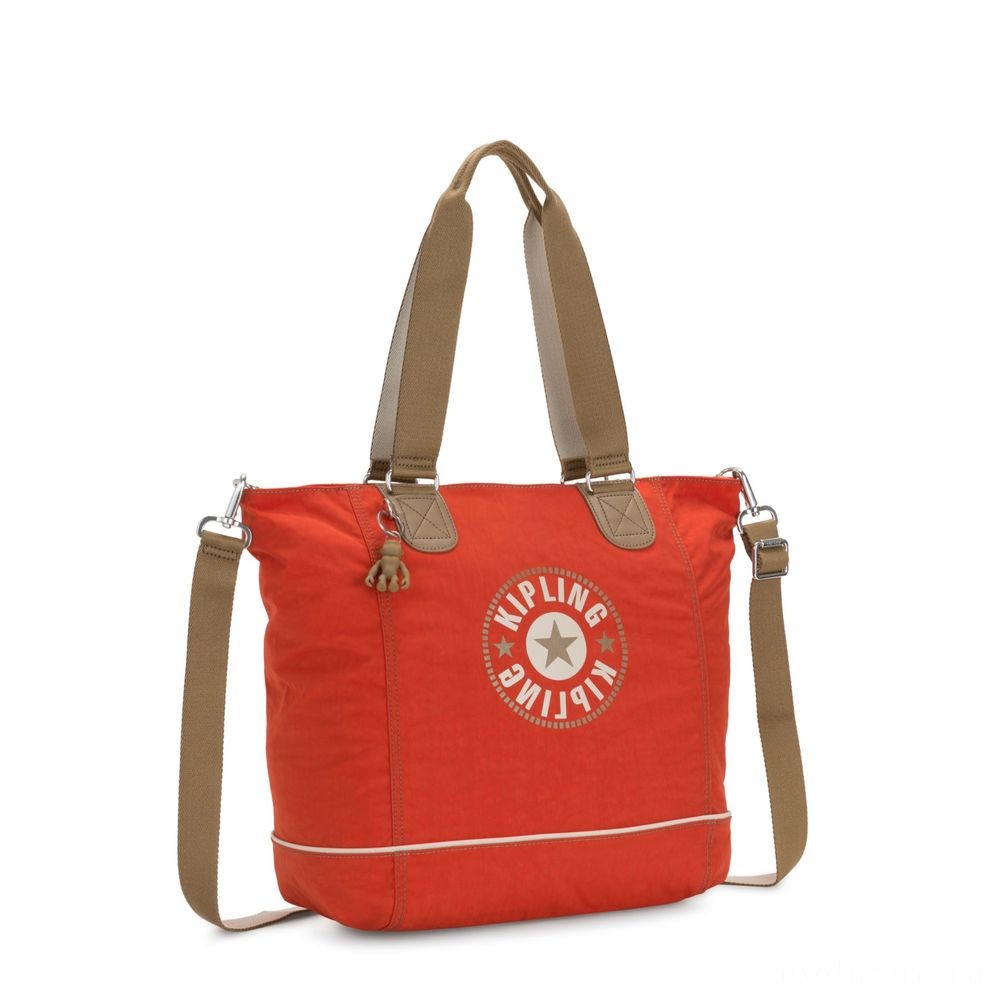 Kipling Consumer C Big Handbag Along With Detachable Shoulder Strap Funky Orange Block