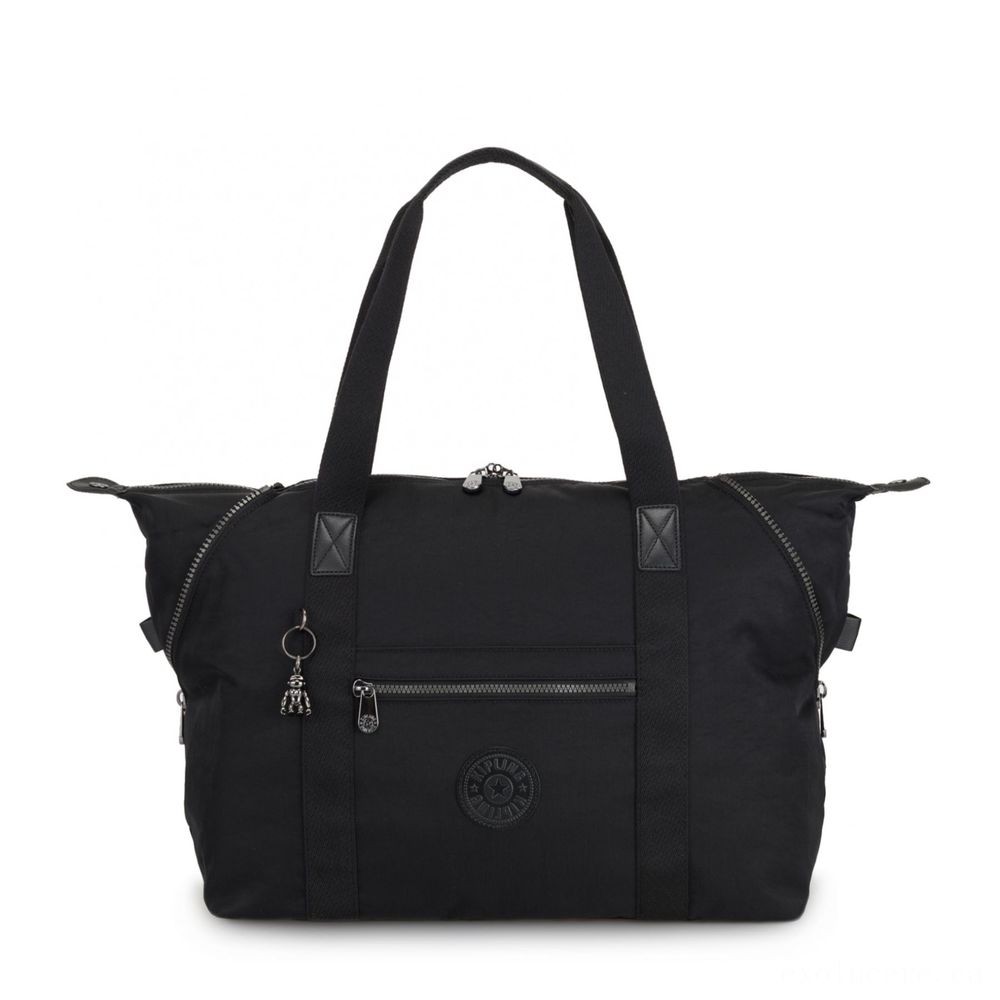 Kipling craft M Multi-use art tote along with cart sleeve Rich Black.