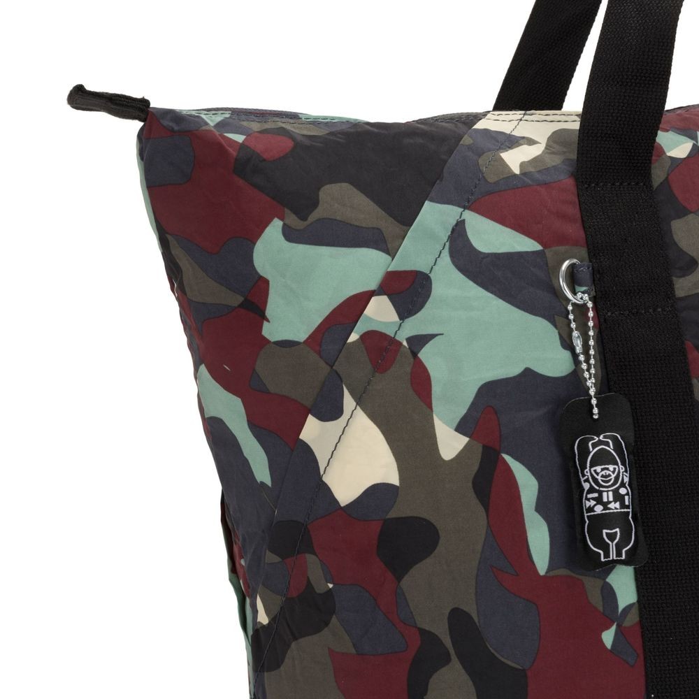 Kipling Fine Art PACKABLE Large Collapsible Tote Camo Big Illumination.