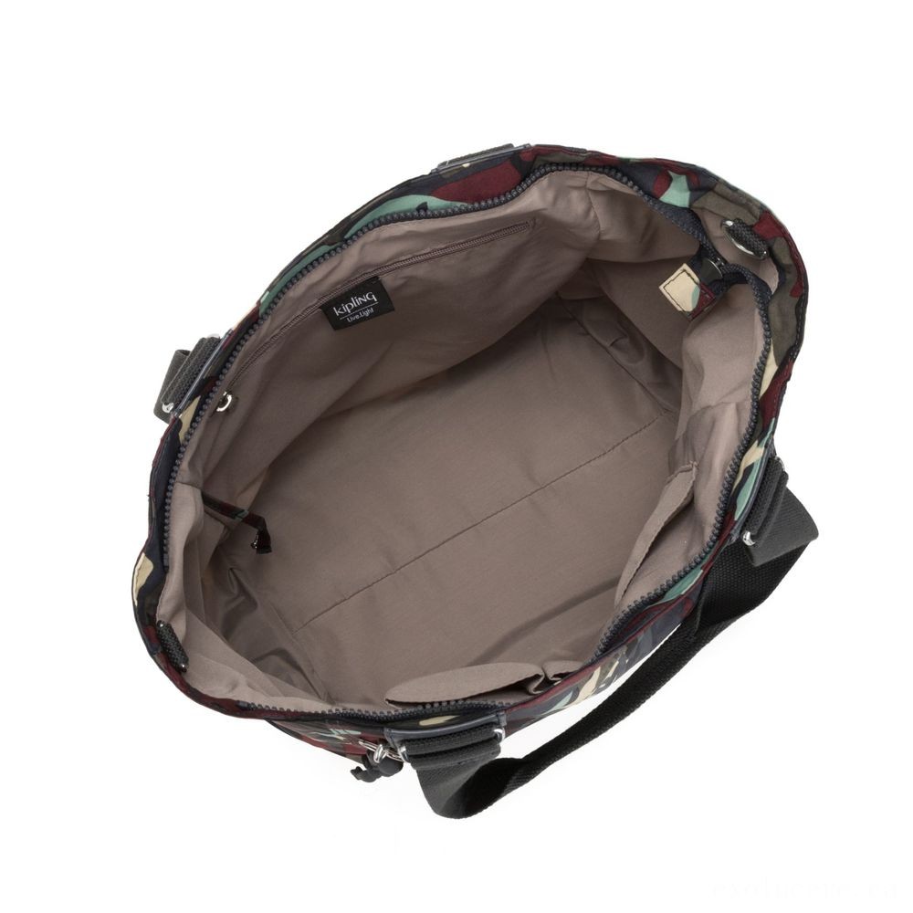 Kipling Buyer C Big Shoulder Bag Along With Detachable Shoulder Strap Camo Huge