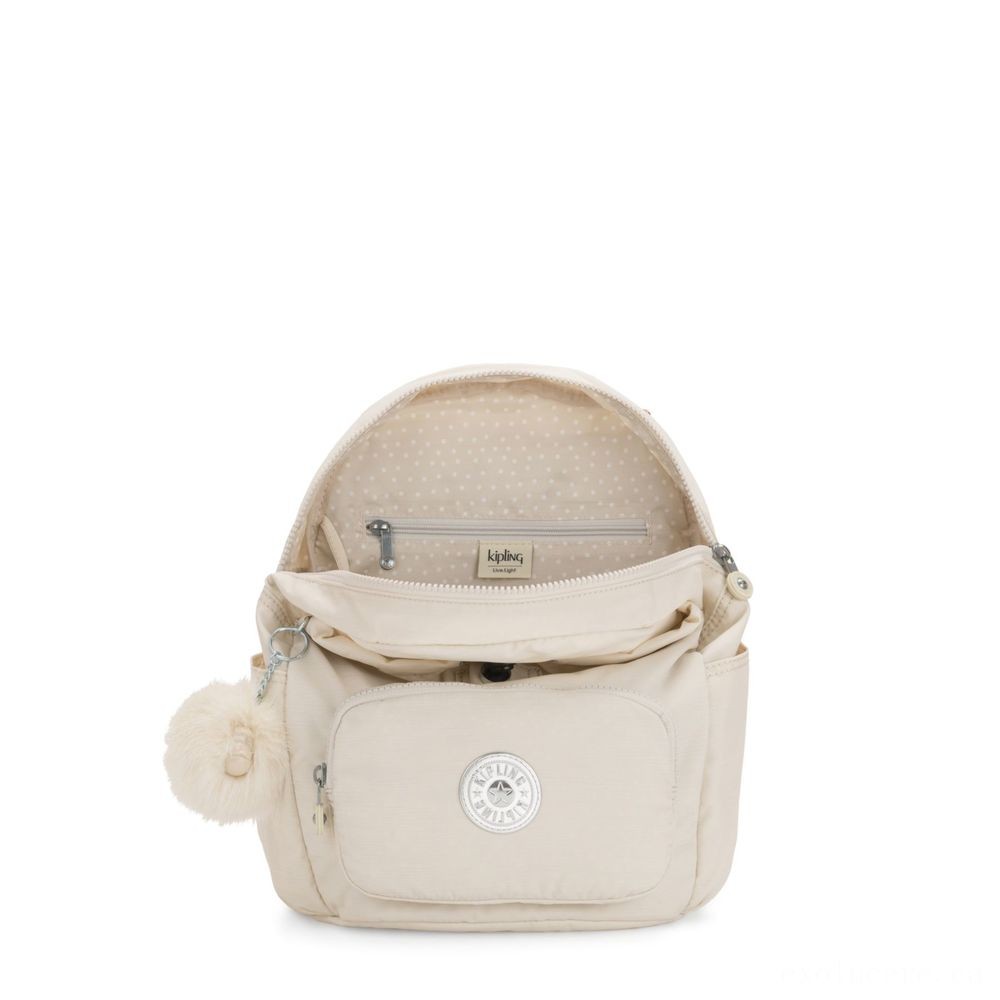 Kipling HANA S Small knapsack along with pompom ape keyhanger Dazz White C.