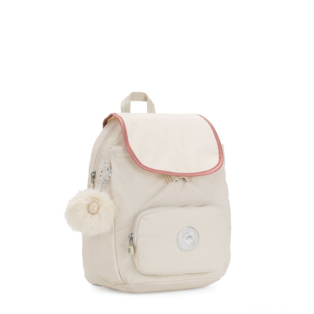 Kipling HANA S Small backpack along with pompom ape keyhanger Dazz White C.