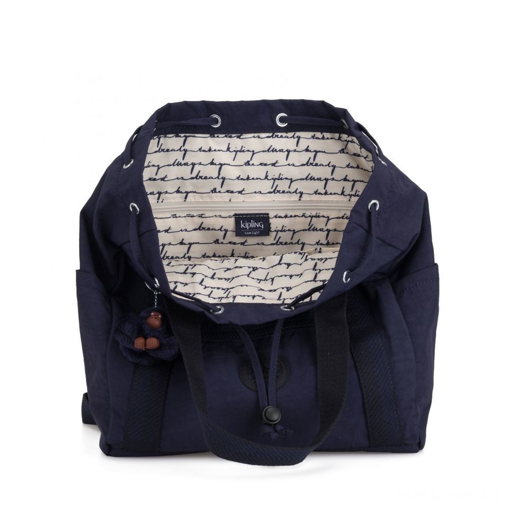 Kipling Fine Art BAG S Little Drawstring Backpack Energetic Blue.