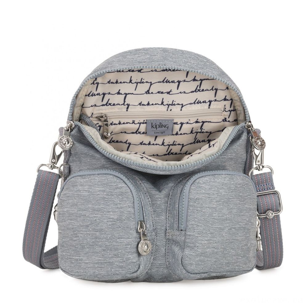  Kipling FIREFLY UP Small Bag Covertible To Handbag Cool Denim