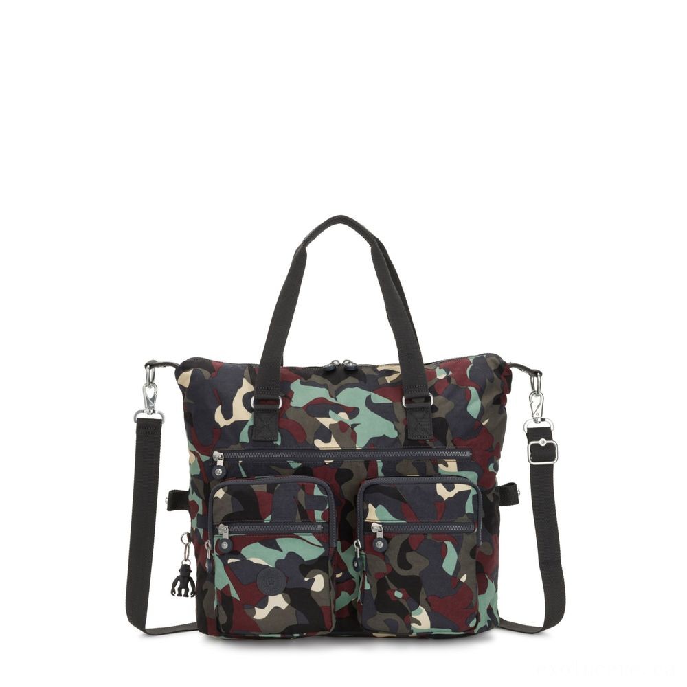 Kipling Brand-new ERASTO Sizable Tote with Front End Pockets Camo Sizable.