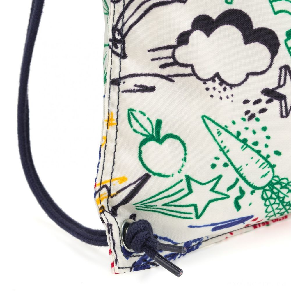 Exclusive Offer - Kipling SUPERTABOO Medium Drawstring Bag Doodle Play Bl. - Digital Doorbuster Derby:£14[labag6735ma]