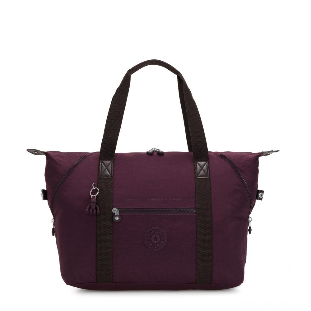 Kipling Fine Art M Travel Tote With Cart Sleeve Sulky Plum.