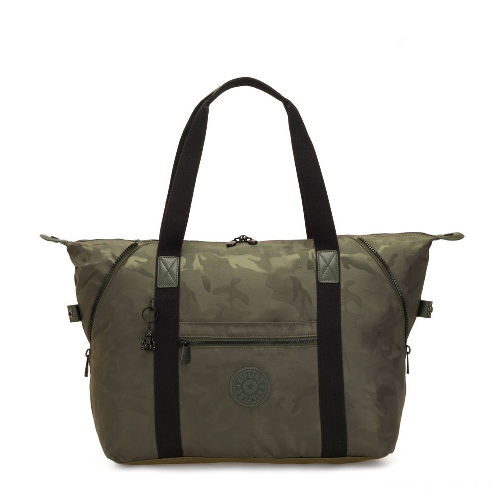 Kipling fine art M Multi-use art tote along with trolley sleeve Satin Camouflage.