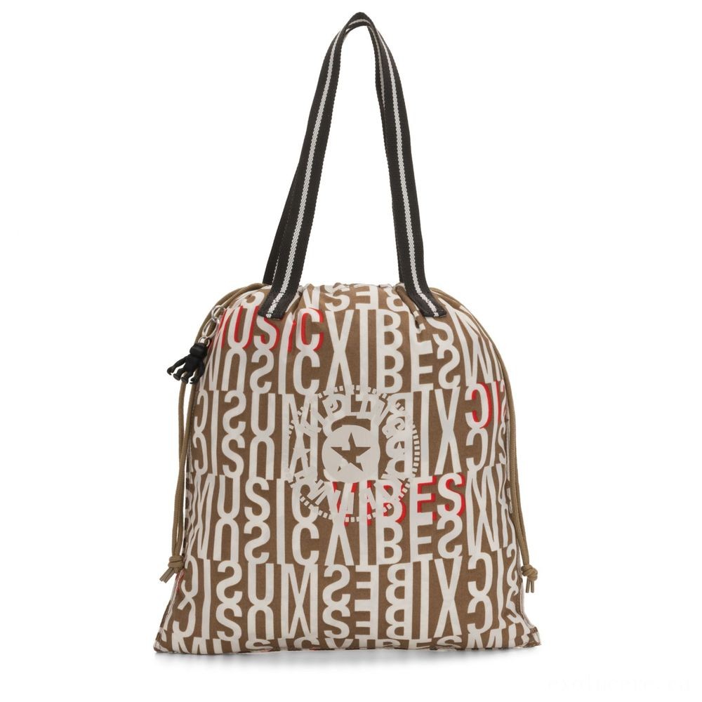 Kipling Brand New HIPHURRAY Small Foldable Tote with drawstring Center Imprint.