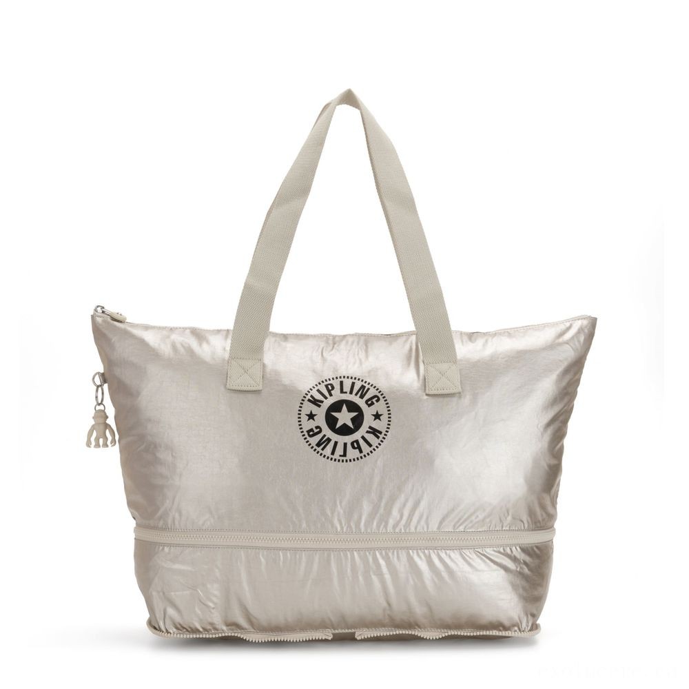 Memorial Day Sale - Kipling IMAGINE PACK Sizable Foldable Carryall Cloud Metallic Combination. - Boxing Day Blowout:£34