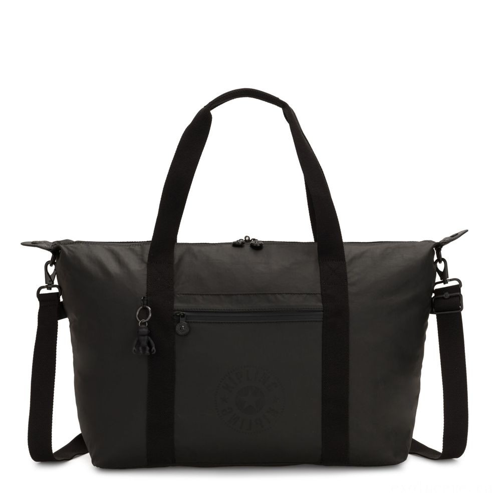 Kipling ART M Art Shopping Bag with 2 Front Pockets Raw Black.