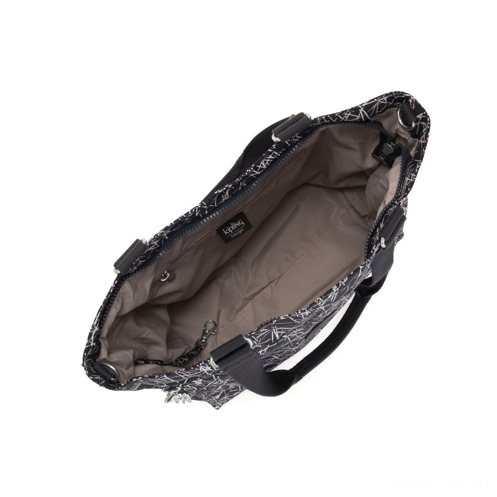 Kipling Brand New BUYER S Small Handbag With Removable Shoulder Strap Navy Stick Print