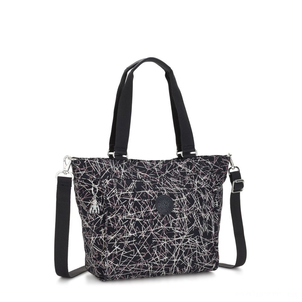 Kipling Brand New SHOPPER S Tiny Handbag Along With Easily Removable Shoulder Strap Navy Stick Imprint