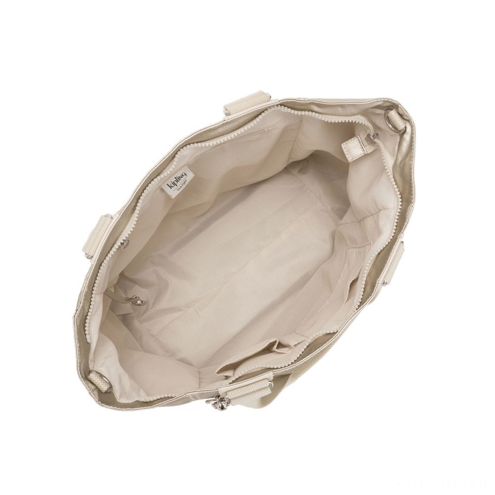 Kipling Consumer C Big Handbag With Completely Removable Shoulder Band Cloud Metallic