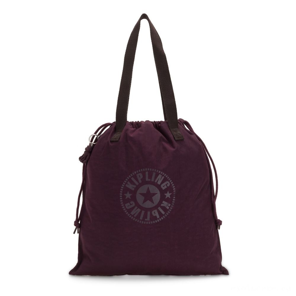Kipling Brand New HIPHURRAY Tiny Foldable Tote with drawstring Sulky Plum.