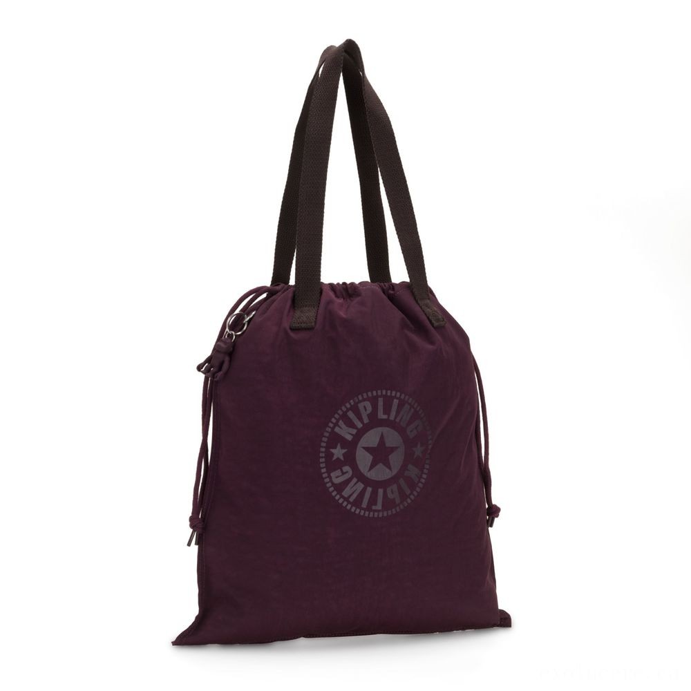Kipling Brand-new HIPHURRAY Tiny Collapsible Tote with drawstring Sulky Plum.