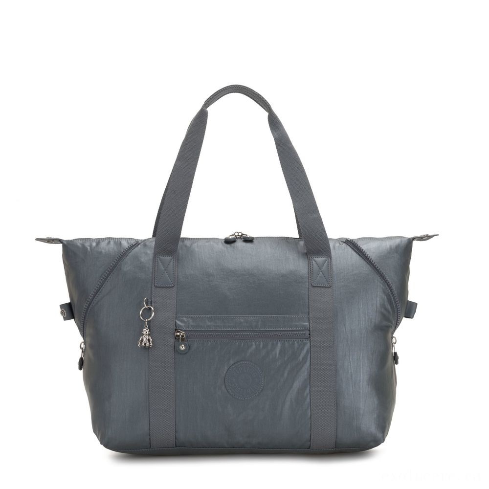Can't Beat Our - Kipling Craft M Trip Tote With Cart Sleeve Steel Grey Metallic. - Closeout:£42[chbag6778ar]