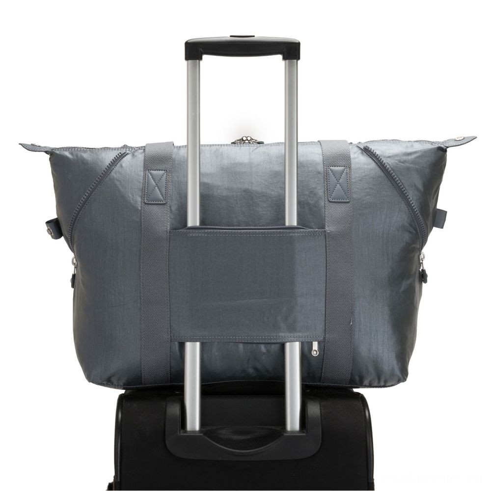 Holiday Sale - Kipling Fine Art M Trip Carry Along With Trolley Sleeve Steel Grey Metallic. - President's Day Price Drop Party:£42