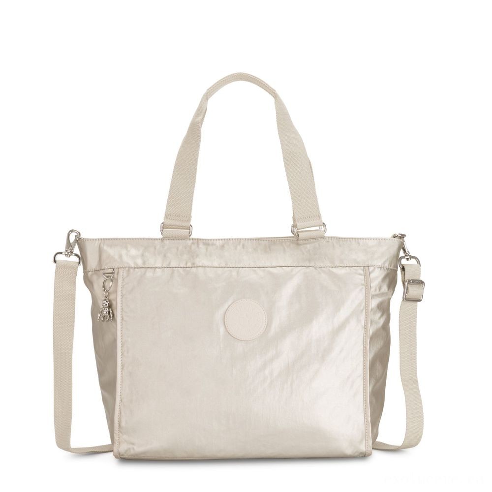 Kipling Brand New CONSUMER L Sizable Purse Along With Easily Removable Shoulder Strap Cloud Metallic.