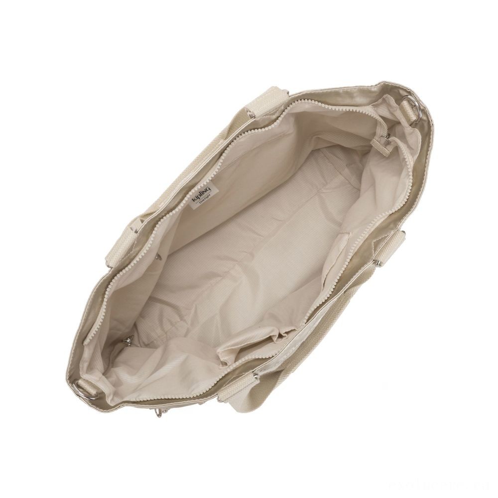 Kipling NEW BUYER L Big Handbag Along With Detachable Shoulder Band Cloud Metallic.