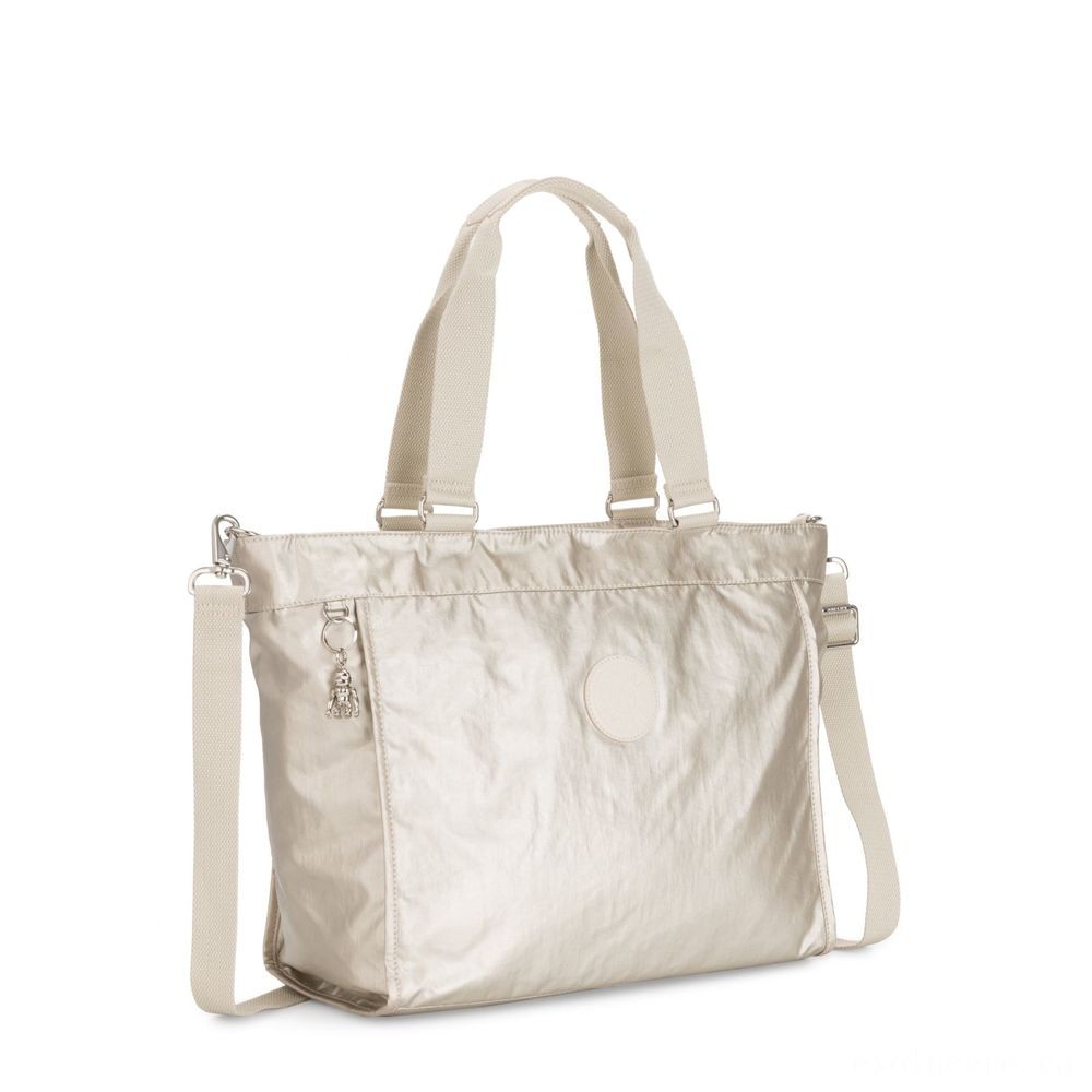 Kipling Brand-new SHOPPER L Sizable Shoulder Bag With Easily Removable Shoulder Strap Cloud Metal.