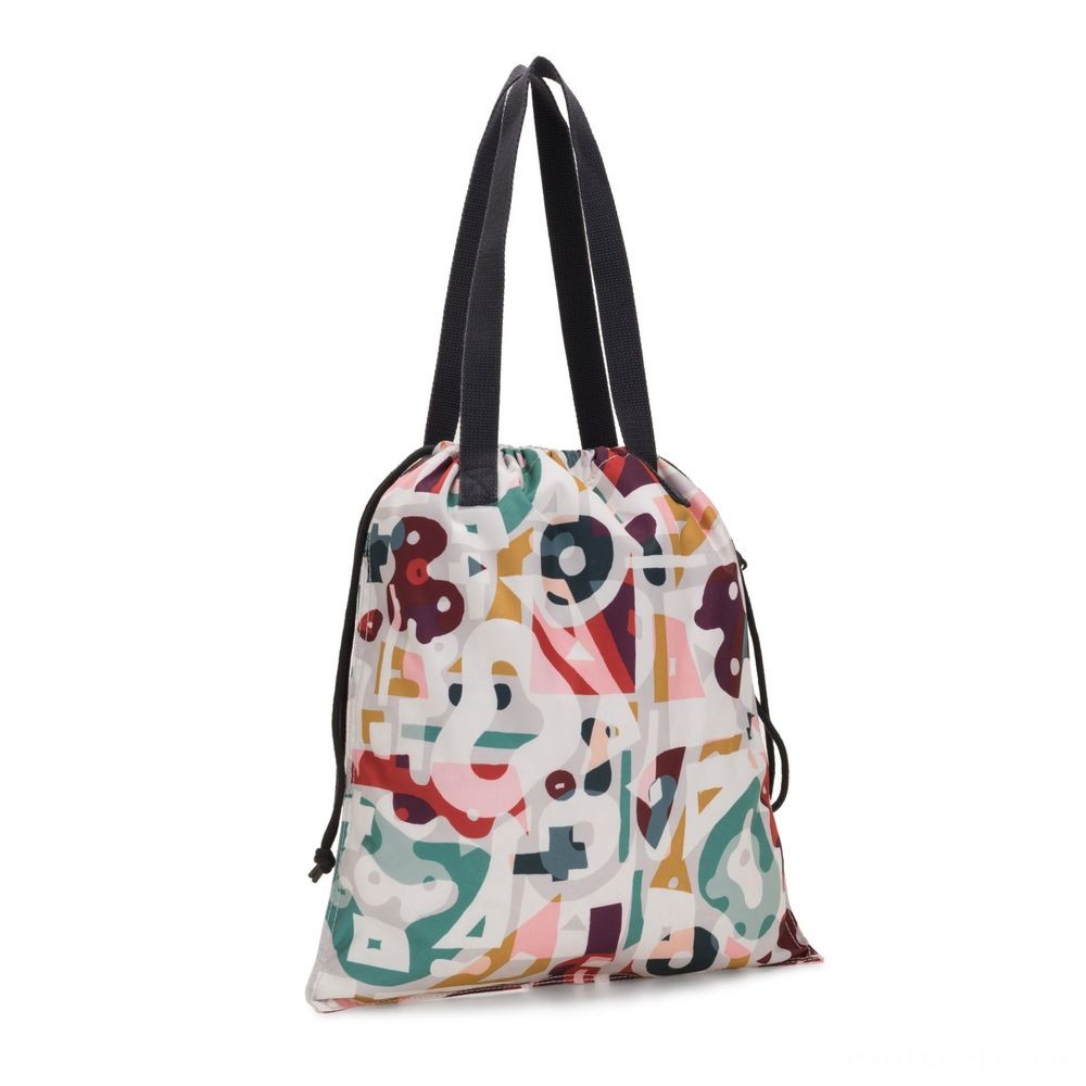 Kipling Brand-new HIPHURRAY Small Collapsible Tote with drawstring Music Print.