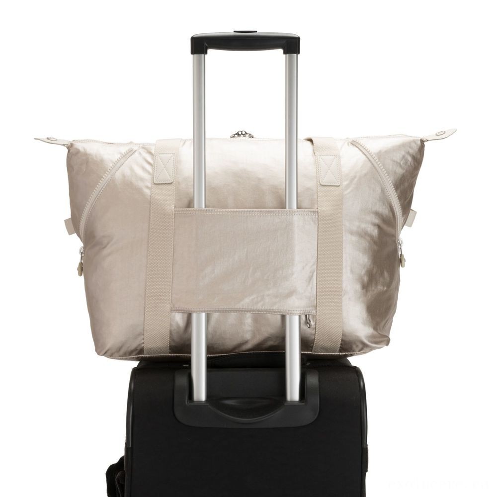 Kipling ART M Travel Carry With Cart Sleeve Cloud Metallic.