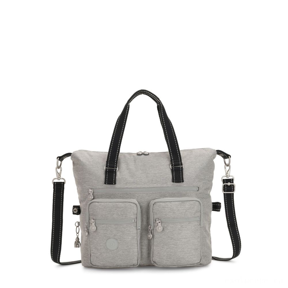 Kipling NEW ERASTO Sizable Tote with Front Pockets Chalk Grey.