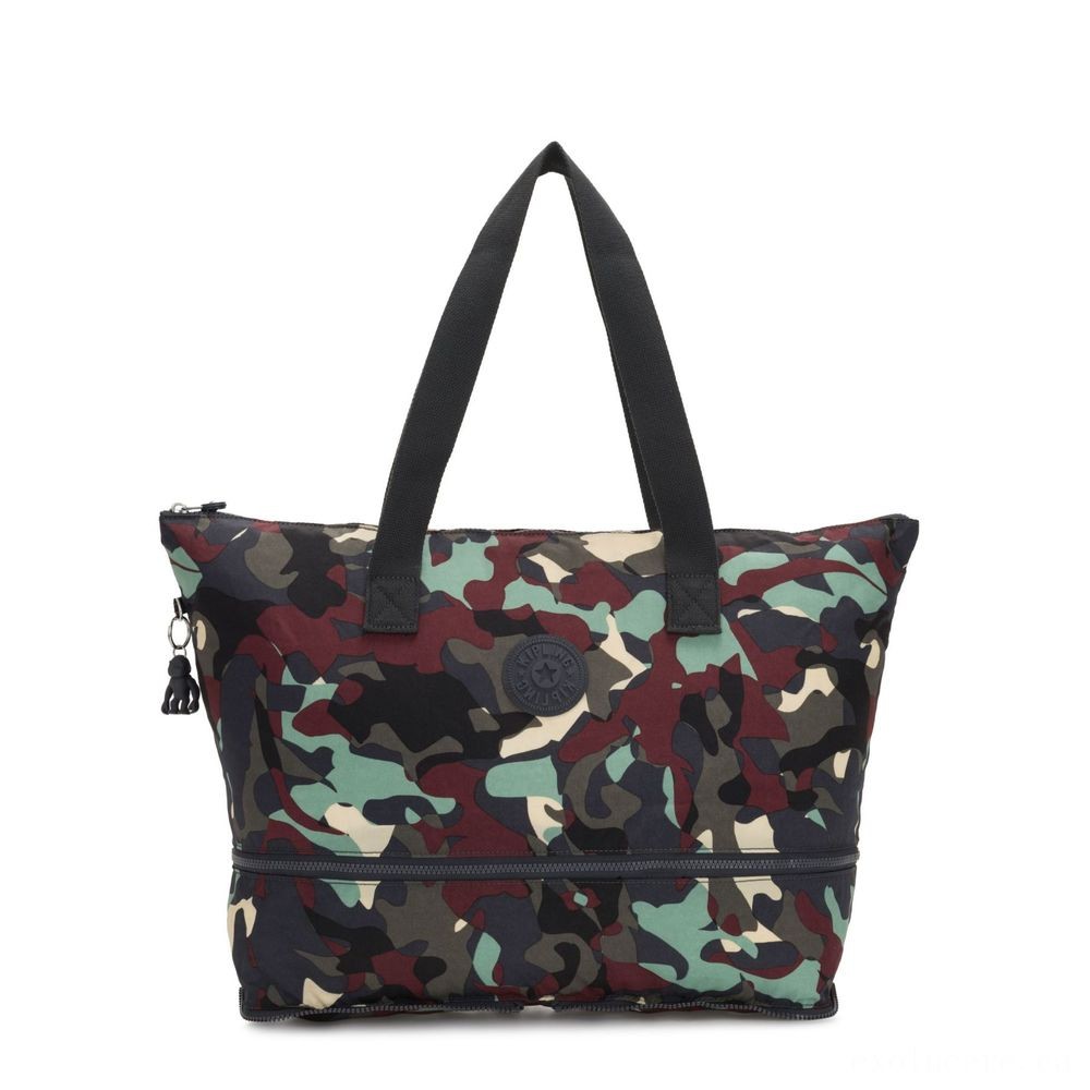 Kipling IMAGINE PACK Sizable Collapsible Tote Bag Camo Large.