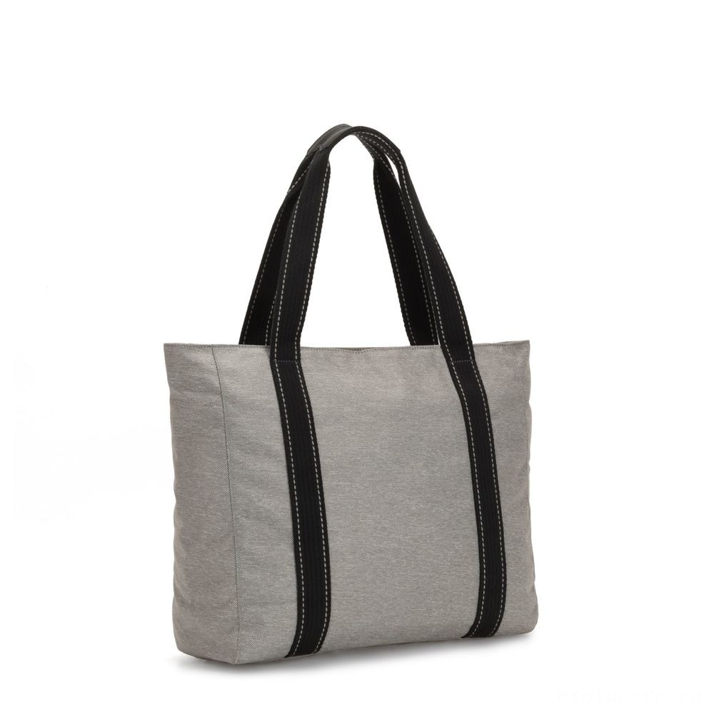 Kipling ASSENI Big Shopping Bag along with Inner Chambers Liquid Chalk Grey.