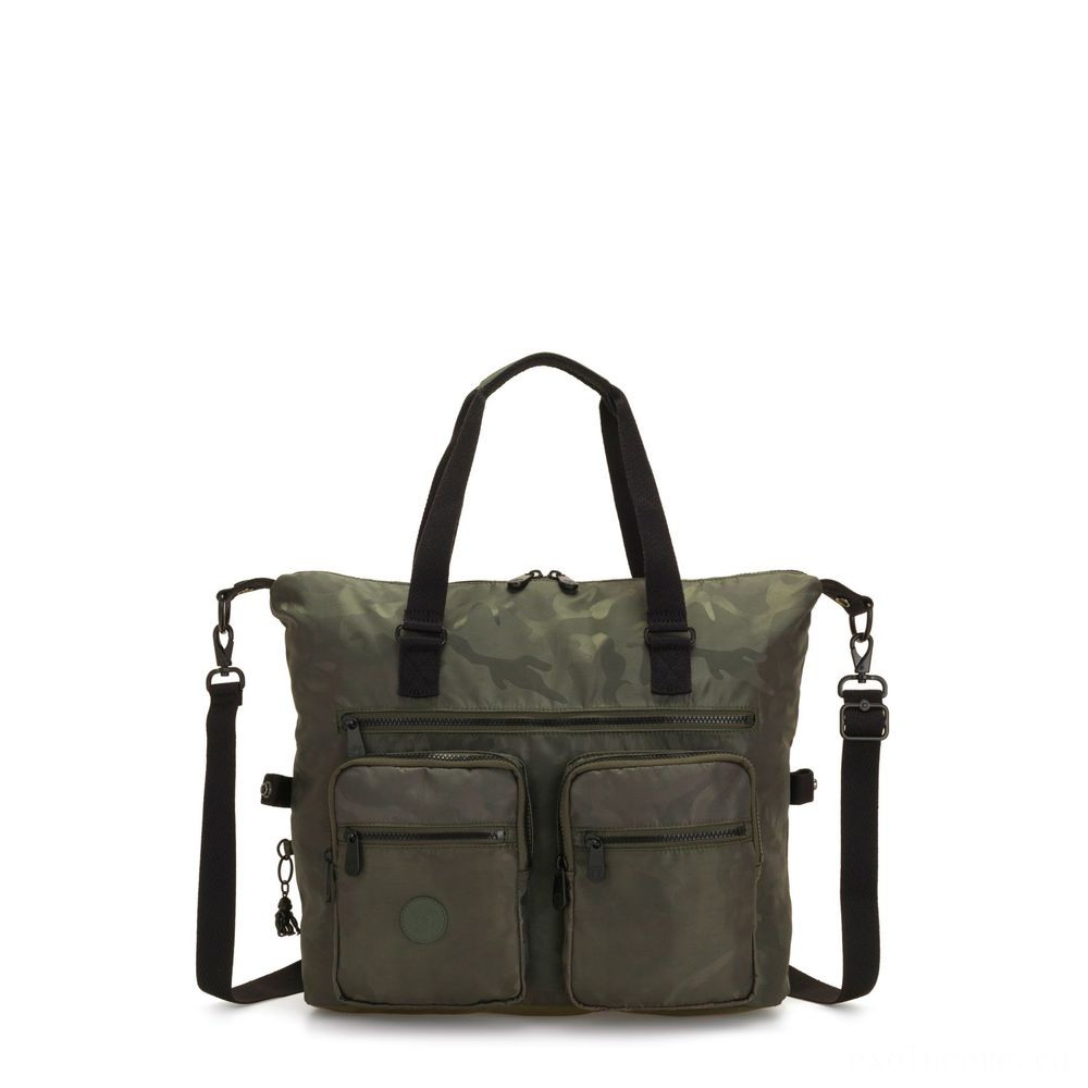 Kipling Brand-new ERASTO Sizable Tote with Front End Pockets Satin Camo.