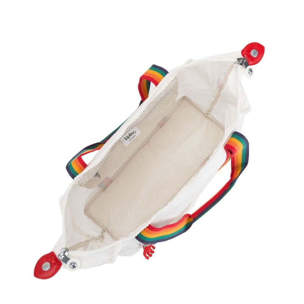 Kipling Craft M Medium Shoulder Bag along with 2 Front End Wallets Rainbow White.